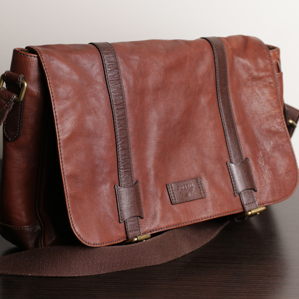 Fossil Leather Laptop Messenger Bag